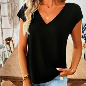 Elegant Black V-Neck Women's Top